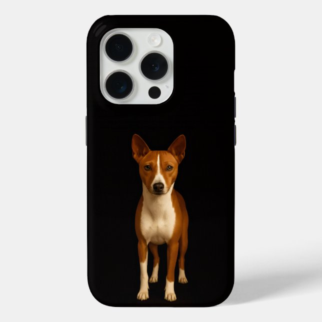 Coques Case-Mate iPhone Black 4 Luxe iPhone 15 Pro Mate, Classy Basenji  (Verso)