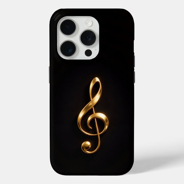 Coques Case-Mate iPhone Black 4 Luxe iPhone 15 Pro Mate Golden Treble Clef (Verso)