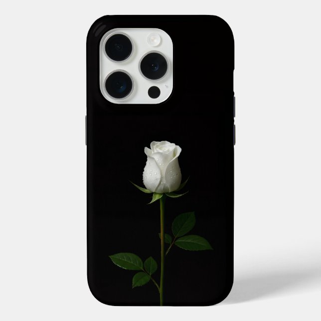 Coques Case-Mate iPhone Black 4 Luxe iPhone 15 Pro Mate, Pure White Rose (Verso)