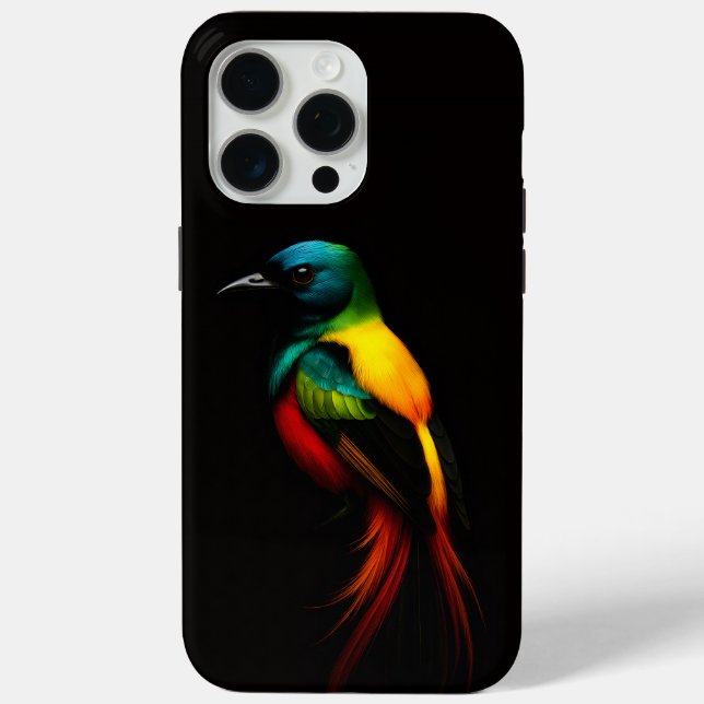 Coques Case-Mate iPhone Black 4 Luxe iPhone 15 Pro Max Coque, Rainbow Bird (Verso)