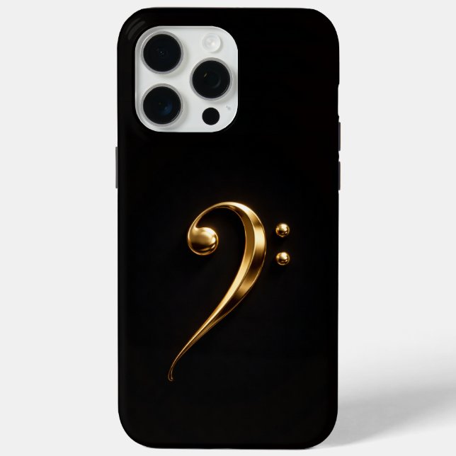 Coques Case-Mate iPhone Black 4 Luxe iPhone 15 Pro Max, Golden Bass Clef (Verso)