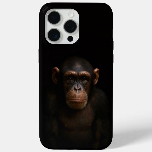 Coques Case-Mate iPhone Black 4 Luxe iPhone 15 Pro Max, Serene Chimpanzee (Verso)