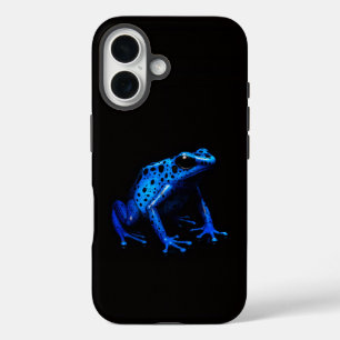 Coque Pour iPhone 16 Black 4 Luxe iPhone 16 Coque-Mate, Grenouille bleu