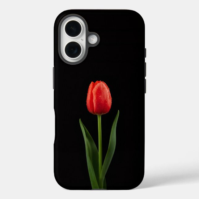 Coques Case-Mate iPhone Black 4 Luxe iPhone 16 Mate, Ruby Red Tulip (Verso)