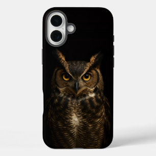 Coque Pour iPhone 16 Plus Black 4 Luxe iPhone 16 Plus Mate, Golden Eye Owl