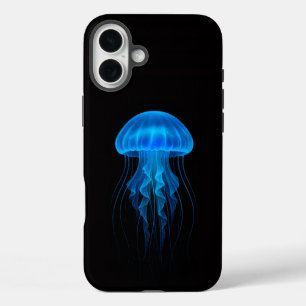 Coque Pour iPhone 16 Plus Black 4 Luxe iPhone 16 Plus Mate, Méduse Bleue
