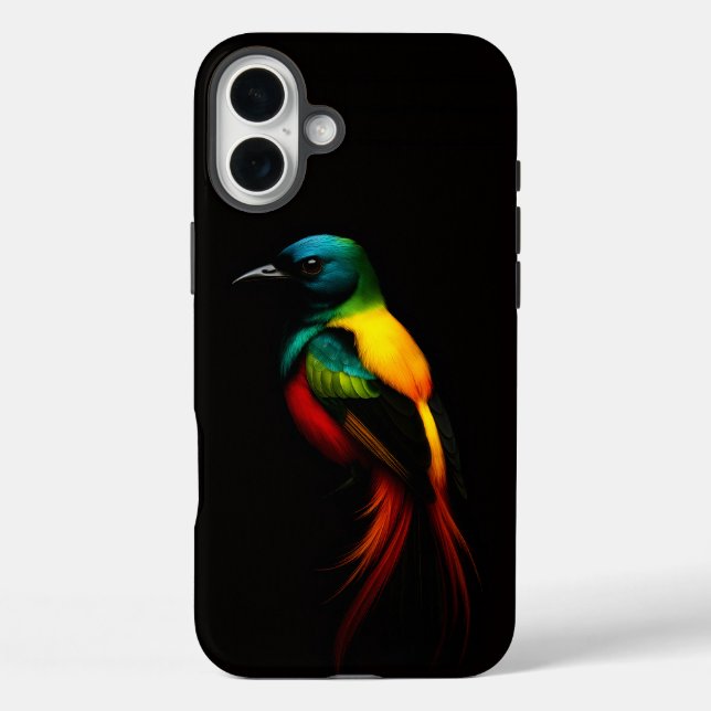 Coques Case-Mate iPhone Black 4 Luxe iPhone 16 Plus Mate, Rainbow Bird (Verso)