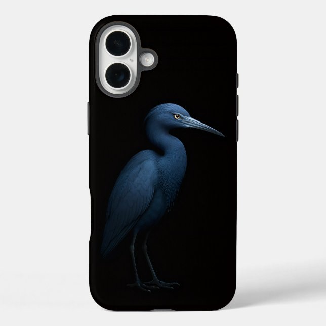 Coques Case-Mate iPhone Black 4 Luxe iPhone 16 Plus, Petit Héron Bleu (Verso)