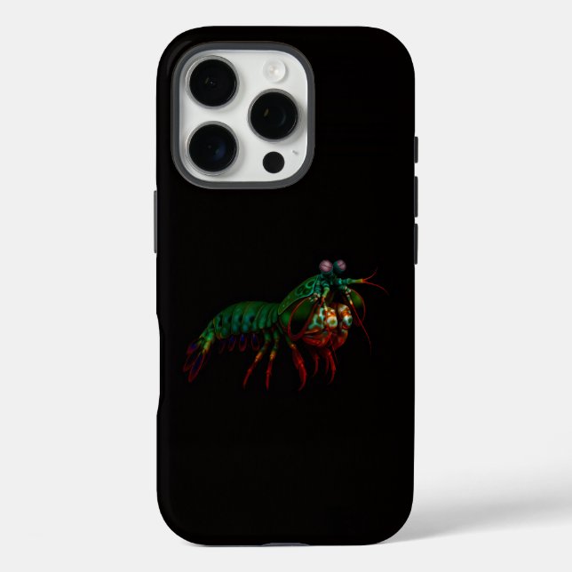 Coques Case-Mate iPhone Black 4 Luxe iPhone 16 Pro, Crevette Mante (Verso)
