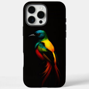Coque iPhone 16 Pro Max Black 4 Luxe iPhone 16 Pro Max Coque, Rainbow Bird