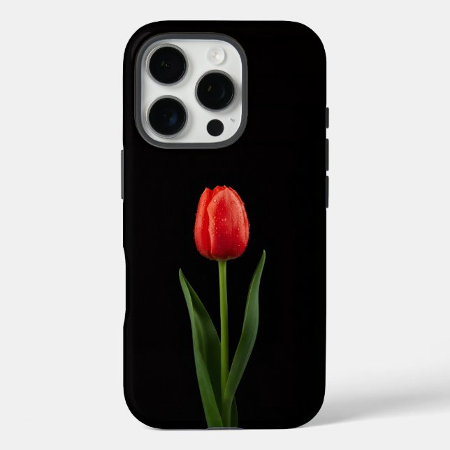 Coques Case-Mate iPhone Black 4 Luxe iPhone 16 Pro, Ruby Red Tulip (Verso)