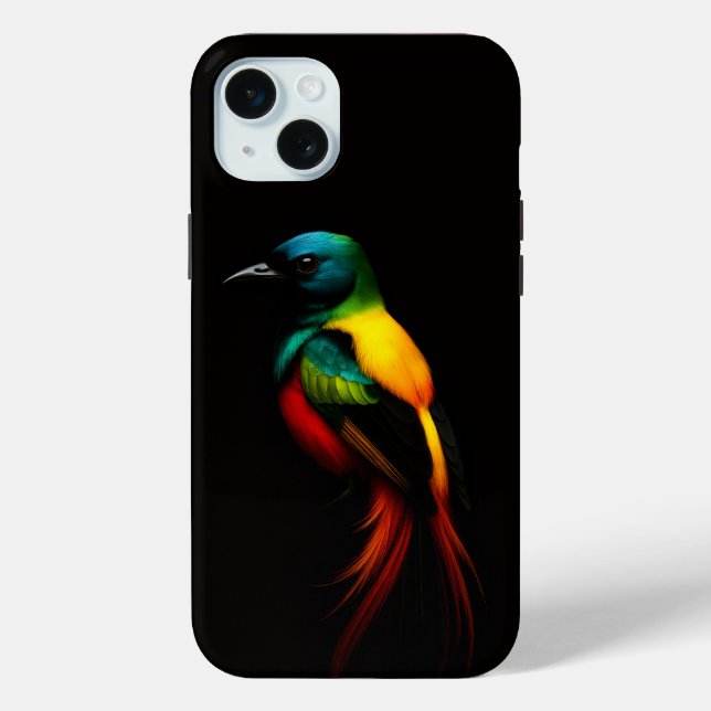 Coques Case-Mate iPhone Black 4 Luxe, Rainbow Tail, Oiseau Tropical (Verso)