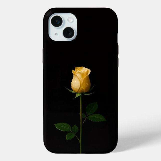 Coques Case-Mate iPhone Black 4 Luxe, Sunlit Yellow Rose iPhone 15 Plus (Verso)