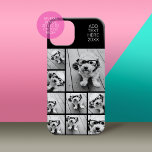 Coque Case-Mate iPhone Black 9 Photo Carré Collage - avec le nom blanc<br><div class="desc">Vous pouvez utiliser des photos carrés ou selfies pour cette conception. Utilisez neuf photos carrés pour créer un cadeau unique et personnel. Ou vous pouvez garder le chiot hipster et faire un gardien branché. Si vous avez besoin d'ajuster les images,  cliquez sur l'outil personnaliser pour apporter des modifications.</div>