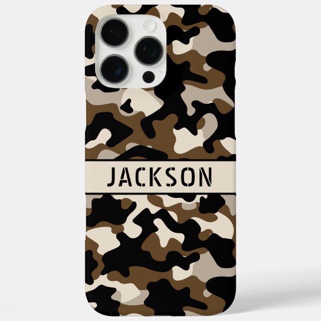 Coques Case-Mate iPhone Black and Brown Camouflage Personalized (Verso)