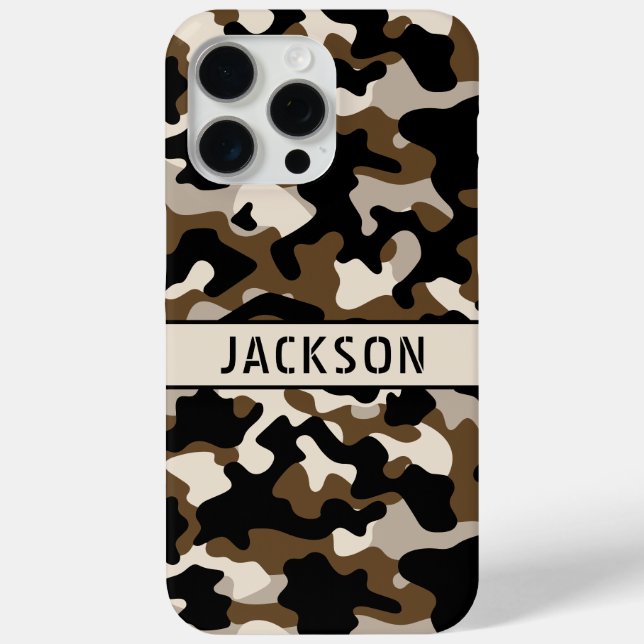 Coques Case-Mate iPhone Black and Brown Camouflage Personalized (Verso)