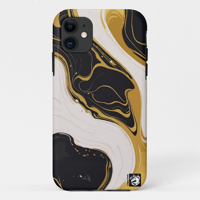 Coques Case-Mate iPhone Black and Gold Marble (Dos)