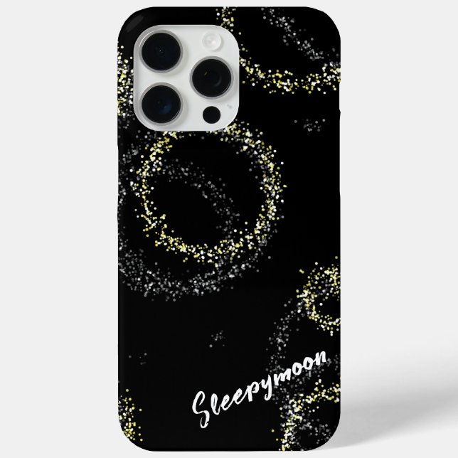 Coques Case-Mate iPhone Black and golden shimmer (Verso)
