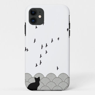 Coque Case-Mate Pour iPhone Black and white cat and birds iPhone marie