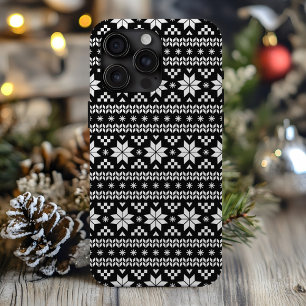 Coque Case-Mate iPhone Black and White Fair Isle Sweat de Noël Imprimer