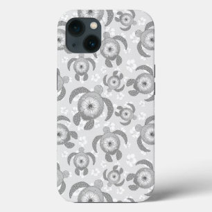 Case-Mate iPhone Case Black and White Honu Sea Turtles Hibiscus Flowers