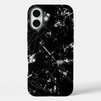 Coque Pour iPhone 16 Plus Black and White Modern Abstract Scratch Texture