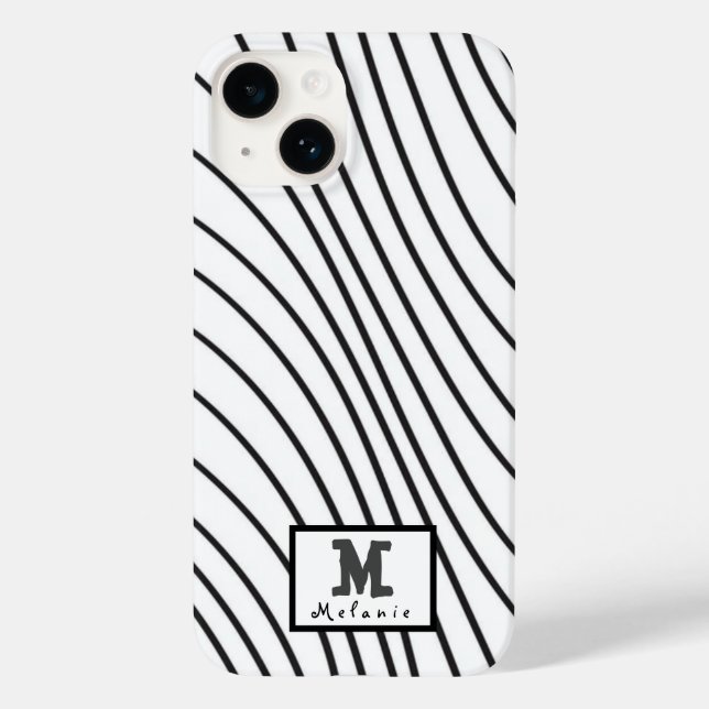 Coques Case-Mate iPhone Black and white striped Abstract minimal Monogram  (Verso)