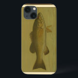 Coques Pour iPhone Black Bass on a Green Background<br><div class="desc">This piece of arwork will please any fish amateur. The painting represents a black bass swimming into green water. In this image,  the brown borders makes it the perfect decorative art piece.</div>