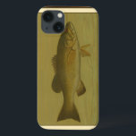 Coques Pour iPhone Black Bass on a Green Background<br><div class="desc">This piece of arwork will please any fish amateur. The painting represents a black bass swimming into green water. In this image,  the brown borders makes it the perfect decorative art piece.</div>