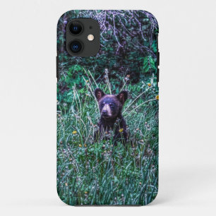 Coque Case-Mate iPhone Black Bear Cub & Grasses Photo Faune