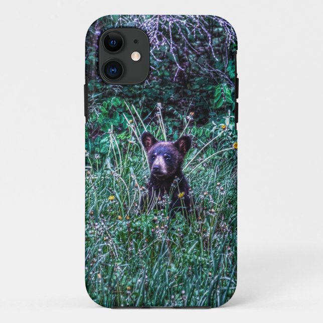 Coques Case-Mate iPhone Black Bear Cub & Grasses Photo Faune (Dos)