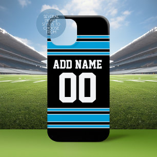 Coque Case-Mate iPhone Black Blue Football Jersey Nom personnalisé Numéro