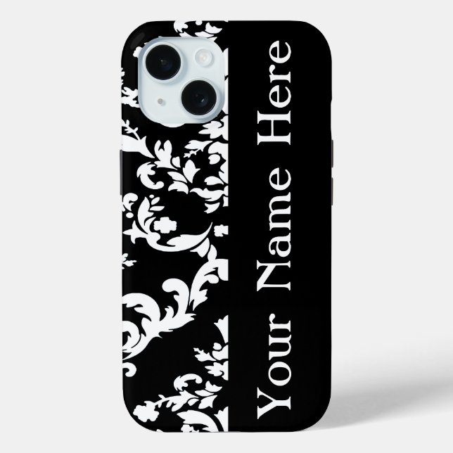 Coques Case-Mate iPhone Black Bold Damask avec nom @ Emporiomoffa (Verso)