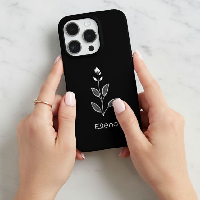 Coques Case-Mate iPhone Black Case with White Flower - Elegant and Custom  (Créateur téléchargé)