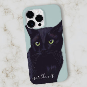 Coque Case-Mate iPhone Black Cat Animal Art Nom personnalisé