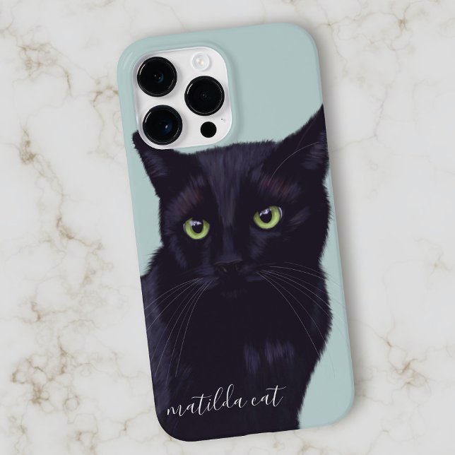 Coques Case-Mate iPhone Black Cat Animal Art Nom personnalisé (Créateur téléchargé)