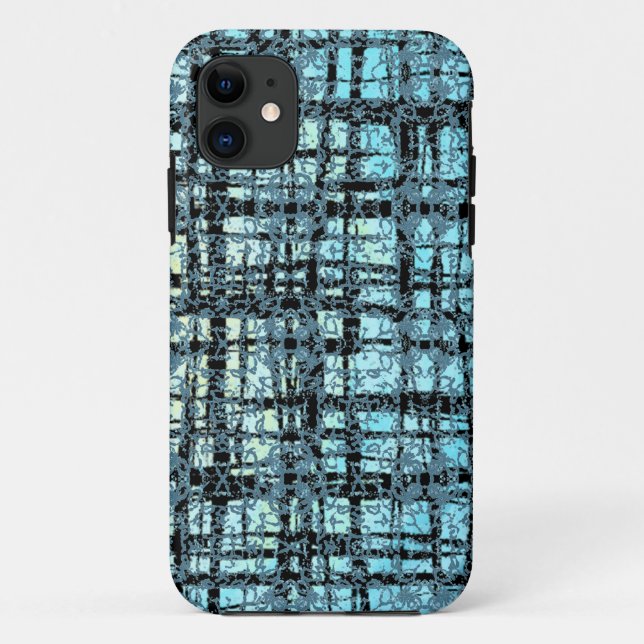 Coques Case-Mate iPhone Black Check Motif de Blue X et O (Dos)