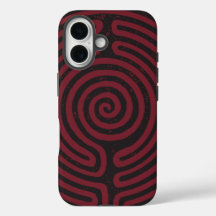 Black Circle Labyrinth (Maroon) Art fin