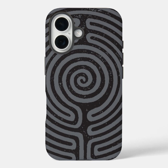 Coques Case-Mate iPhone Black Circle Labyrinthe (Gris) Art fin (Verso)