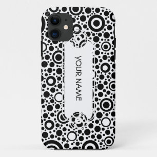 Etui iPhone Case-Mate Black Dots & Circle Pattern + your text & backgr.