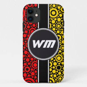 Coques Pour iPhone Black Dots & Circles Grid + your backgr. &