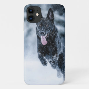 Case-Mate iPhone Case Black German Shepherd in snow Duvet Cover