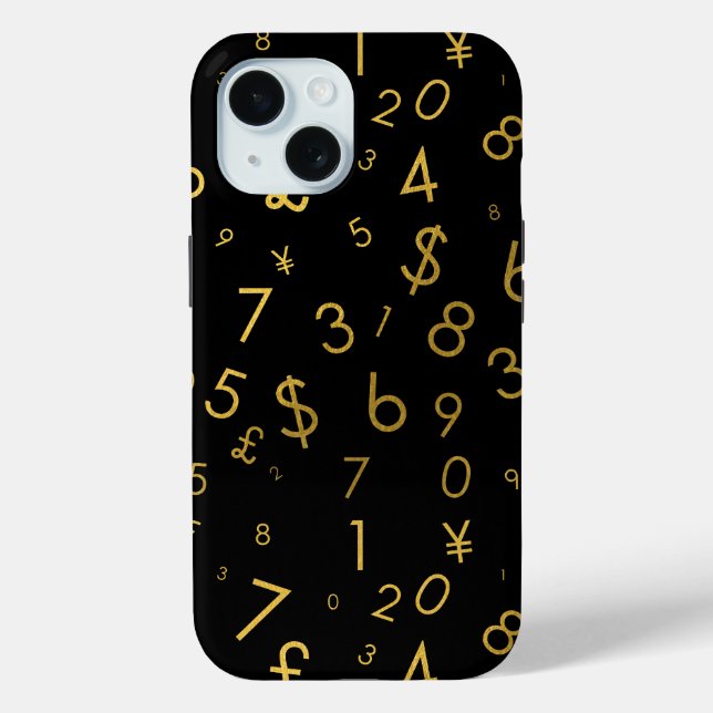 Coques Case-Mate iPhone Black Gold Luxury Numéros Devise Symboles Motif (Verso)