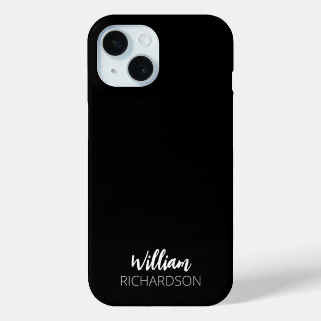 Coques Case-Mate iPhone Black Modern Monogram Script Name (Verso)