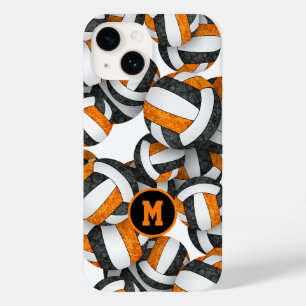 Coque Case-Mate iPhone Black orange monogrammed filles volleyball