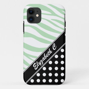 Coques Pour iPhone Black Polka Dot Green Zebra Imprimer iPhone 5 Coqu