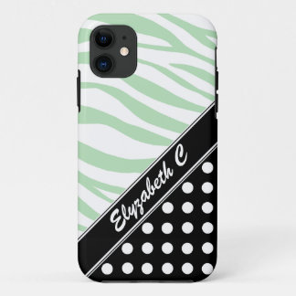 Coques Pour iPhone Black Polka Dot Green Zebra Imprimer iPhone 5 Coqu