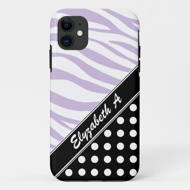 Coques Case-Mate iPhone Black Polka Dot Purple Zebra Imprimer iPhone 5 Coq (Dos)