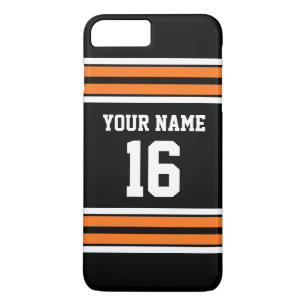 Coque iPhone 8 Plus/7 Plus Black Pumpkn Orange Team Jersey Nom du numéro per