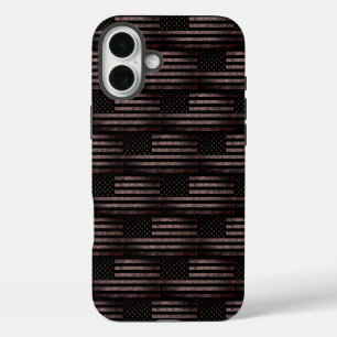 Coque Pour iPhone 16 Plus Black Rose Grunge Vintage American Flag Motif